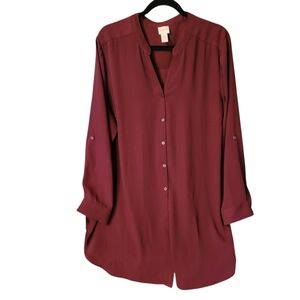 Chico's burgundy button down flowy tunic top - XL/3.       S19